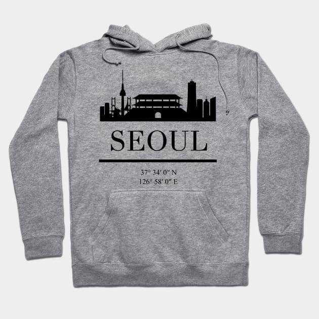 SEOUL SOUTH KOREA BLACK SILHOUETTE SKYLINE ART Hoodie by deificusArt